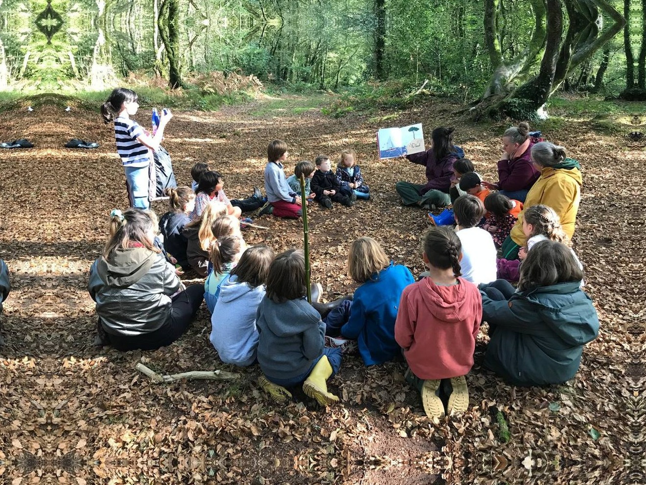 Enfants en cercle dans la forêt - La Clef des Champs